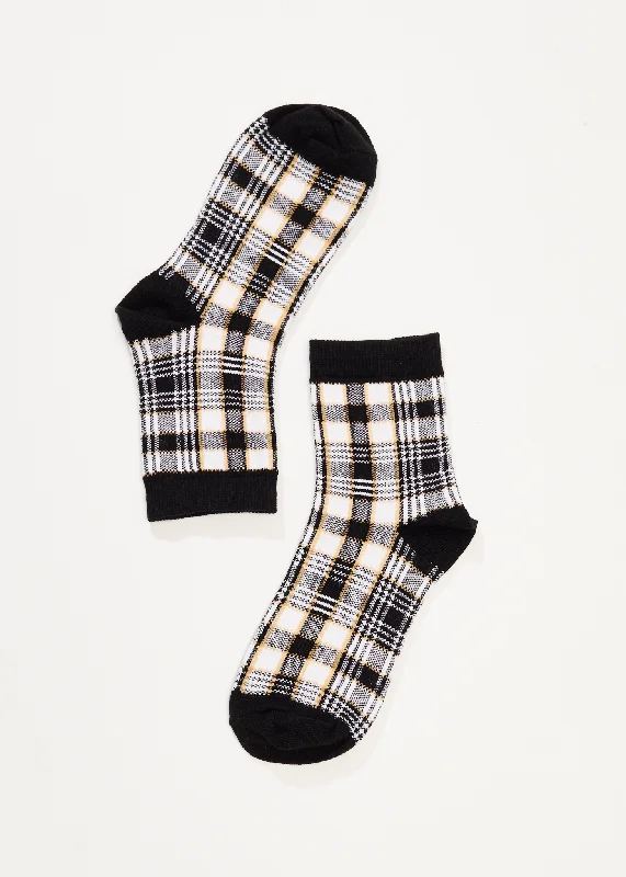 AFENDS Womens Check Out - Socks One Pack - Moonbeam Check Dapper Women's Bow - adorned AFENDS Womens Check Out - Socks One Pack - Moonbeam Check Dapper Women's Bow - adorned