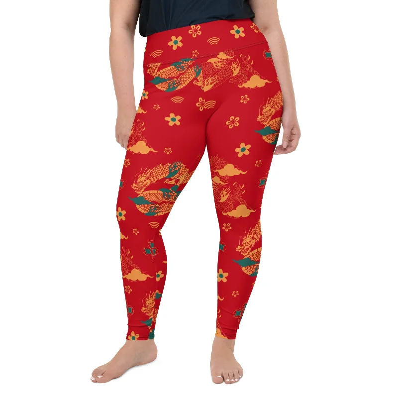 Chinese Dragon Plus Size Leggings Laid - back Women's Vibe