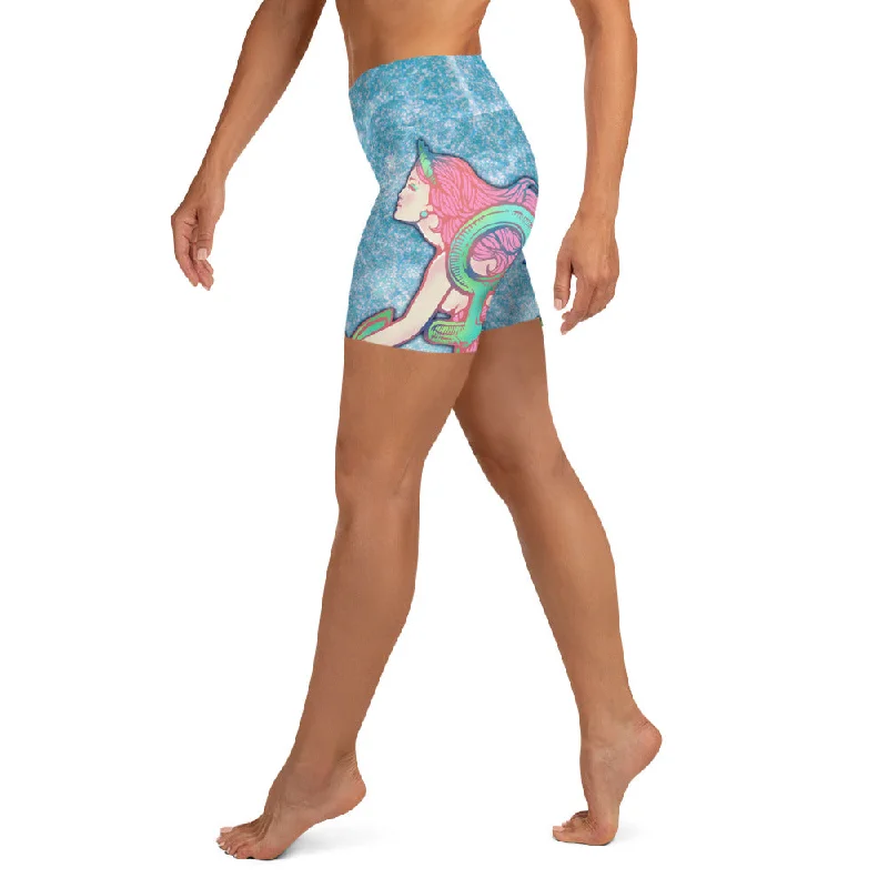 Mermaid Yoga Shorts Athletic Women's High - 