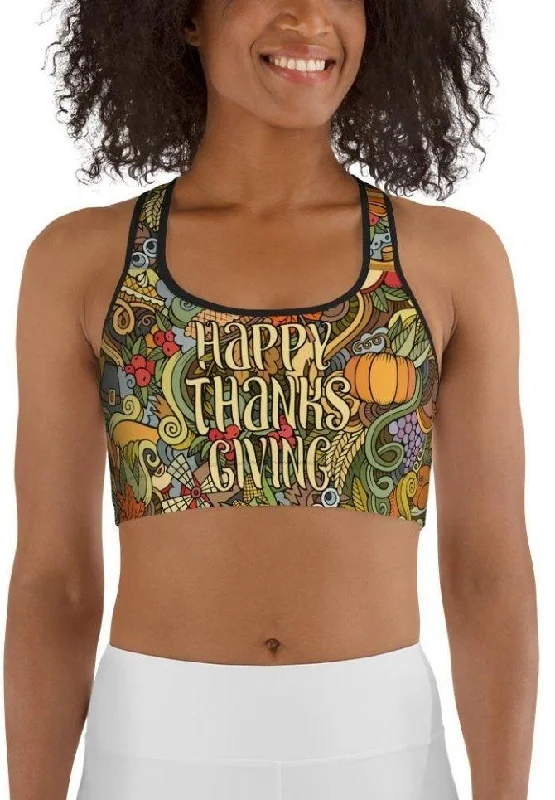 Happy Thanksgiving Sports Bra Feminine Women's Soft 