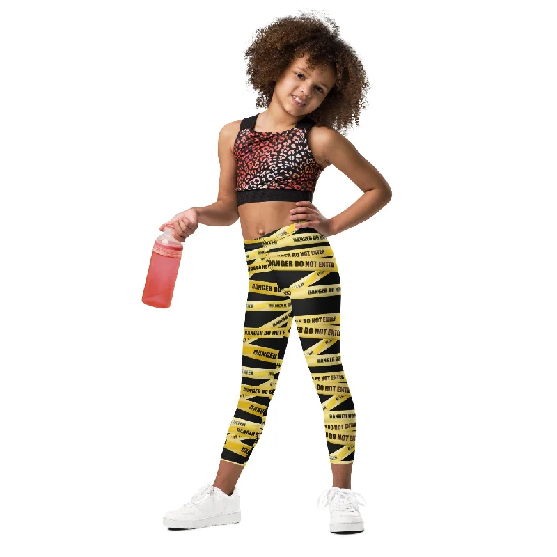 Yellow Tape Kid's Leggings Stylish Women's Neon
