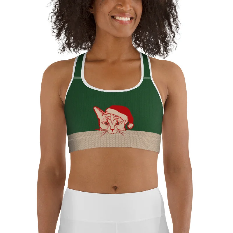 Santa Cat Sports Bra Unique Women's Upcycled