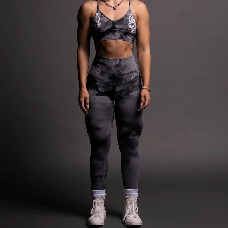 Chopper "Everson Seamless" Huxley Scrunch Leggings in Black Ghost Clouds Dapper Women's 1920S