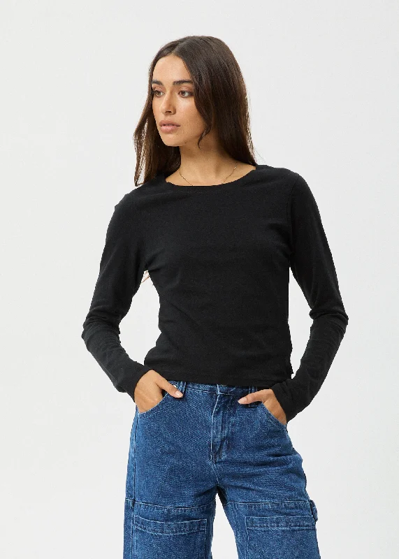 AFENDS Womens Elevate - Long Sleeve Tee - Black Dynamic Women's High - energy
