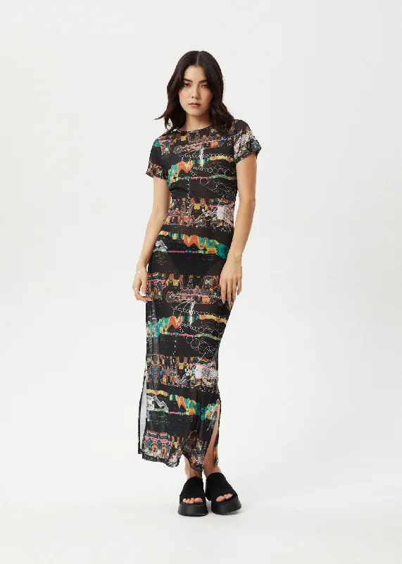 AFENDS Womens Astral - Sheer Dress - Black Bold Women's Statement