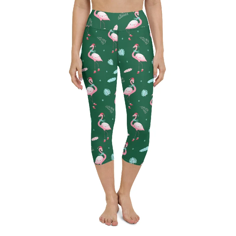 Christmassy Flamingos Yoga Capris Street
