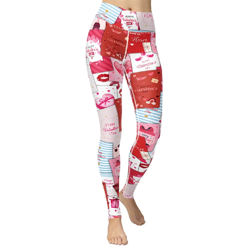 Valentine's Day Cards Yoga Leggings Monochromatic Office Style
