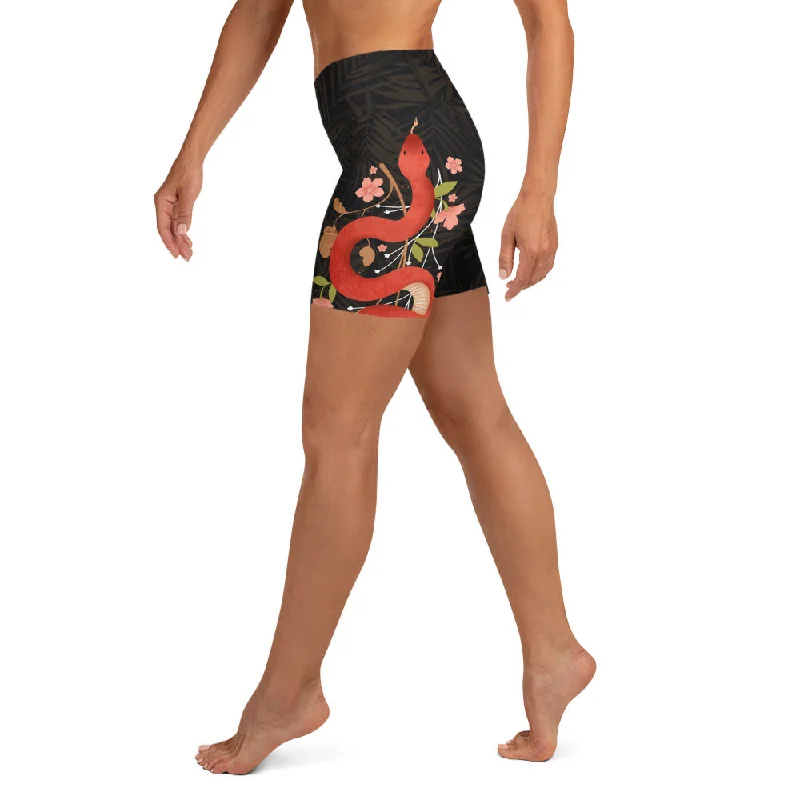 Snakes & Flowers Yoga Shorts performance