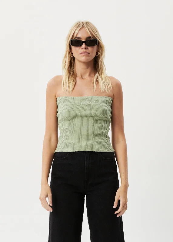 AFENDS Womens Weekend - Knit Tube Top - Eucalyptus performance