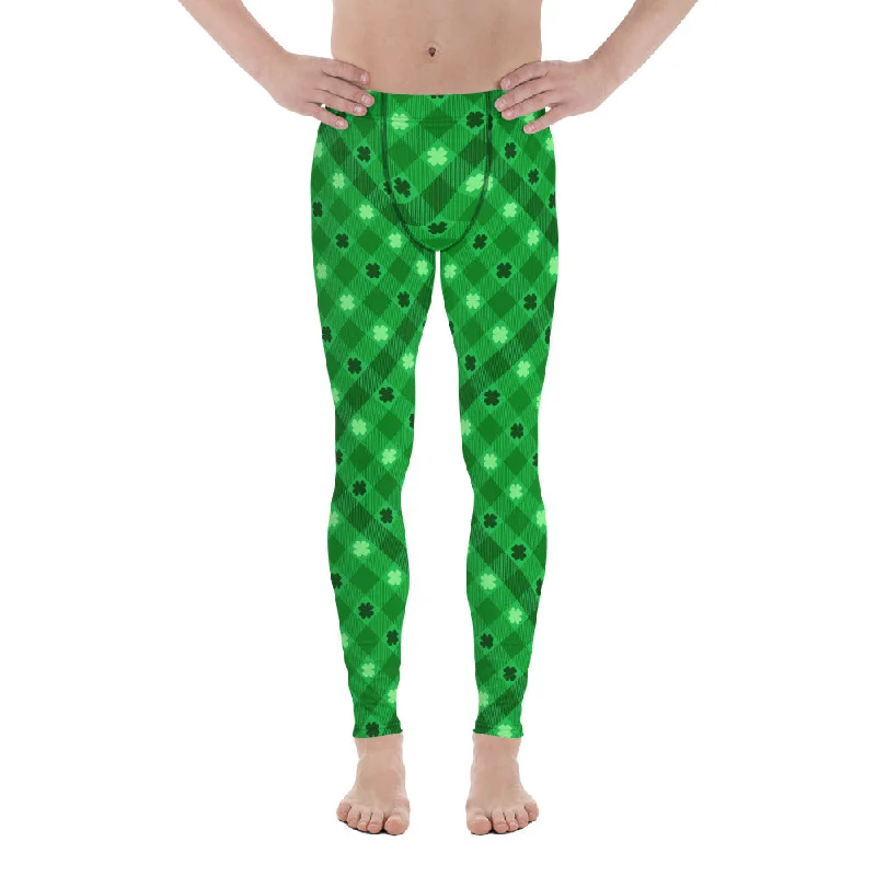 St. Patrick's Day Plaid Men's Leggings Streetwear Style for 