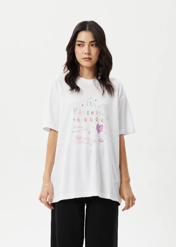 AFENDS Womens Stella - Oversized Tee - White Sustainable Organic