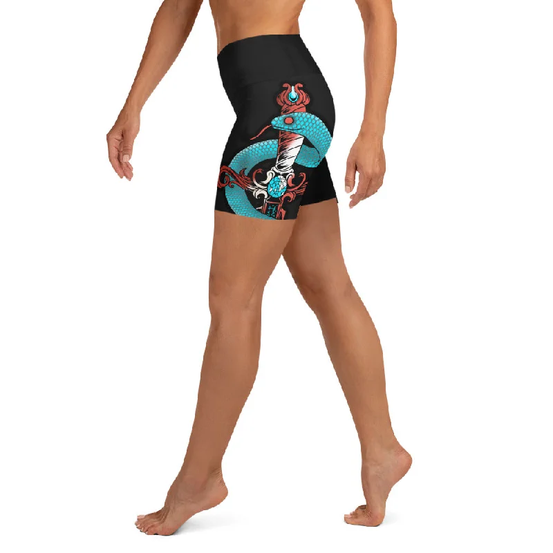 Snake & Sword Yoga Shorts Monochromatic All - in - one