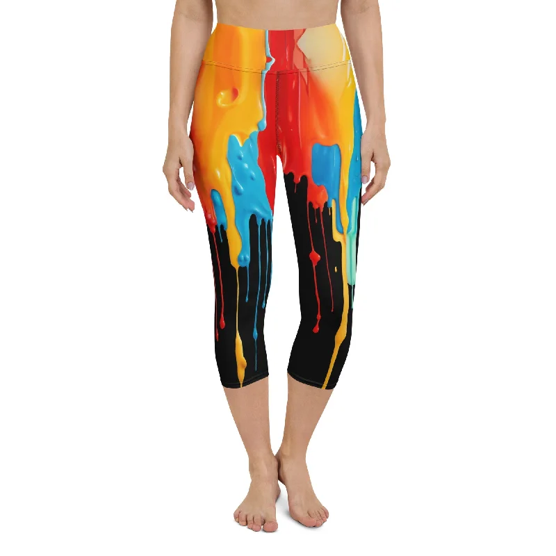 Dripping Color Yoga Capris Dapper Women's 1920S