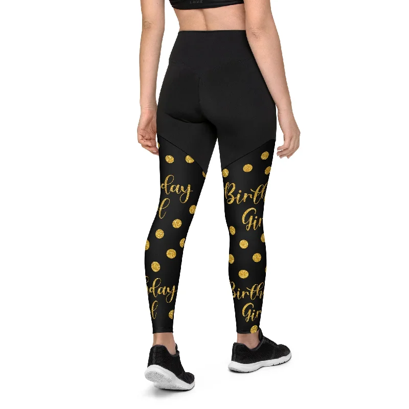 Golden Birthday Girl Compression Leggings Sophisticated Women's 