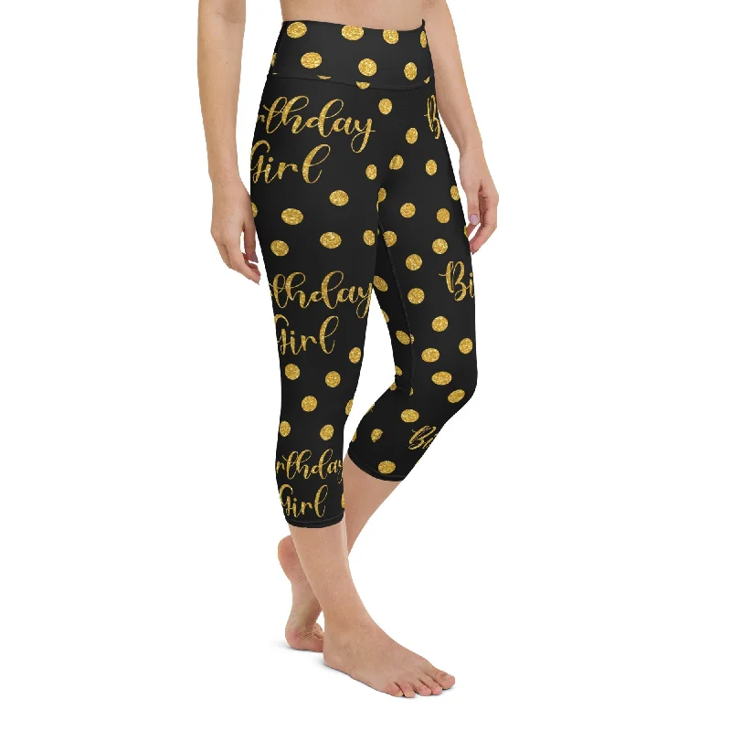 Golden Birthday Girl Yoga Capris Laid - back Women's Style