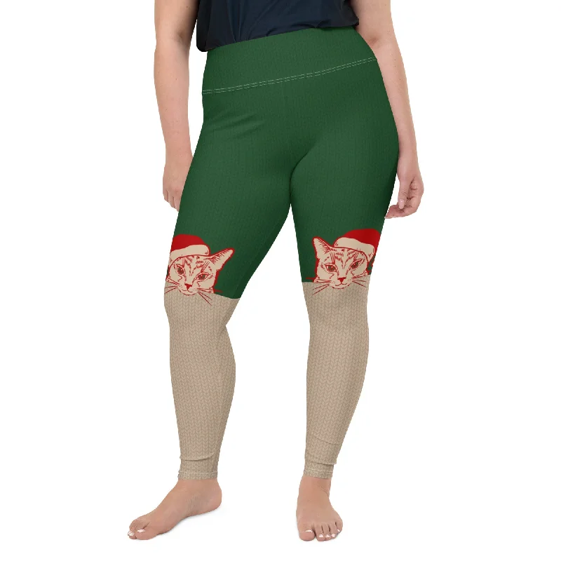 Santa Cat Plus Size Leggings Feminine Women's Soft 