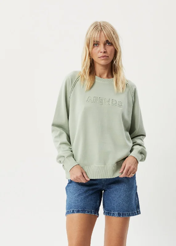 AFENDS Womens Cutback - Raglan Crewneck - Eucalyptus Traditional Women's 