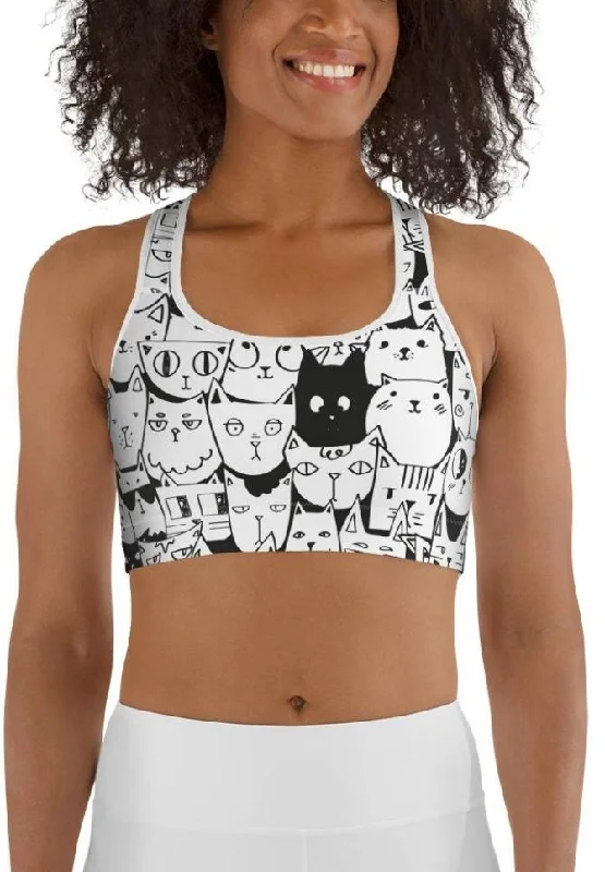 Kitty Pattern Sports Bra Feminine Women's Soft 