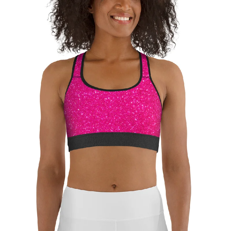 Pink Santa's Outfit Sports Bra Stylish Women's Neon