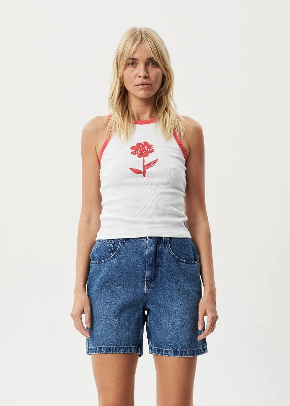 AFENDS Womens Technology - Rib Singlet - White Relaxed Women's 