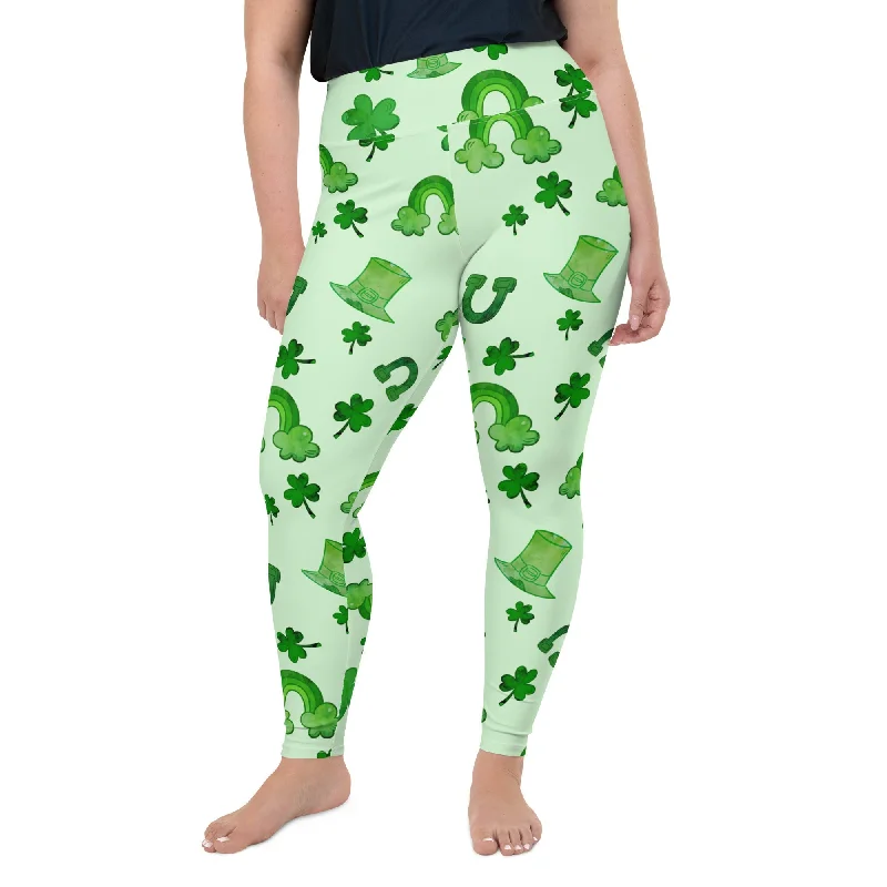 Watercolor St. Patrick's Day Plus Size Leggings Refined Women's Classic 