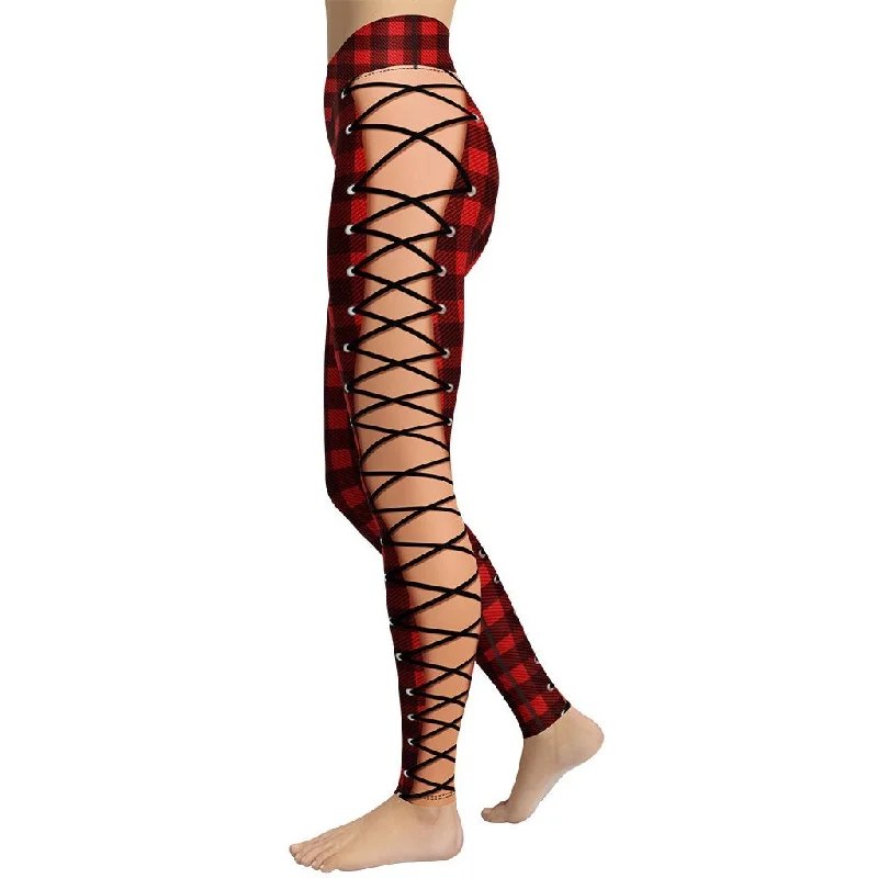 Christmas Lace Up Yoga Leggings Sleek Women's 