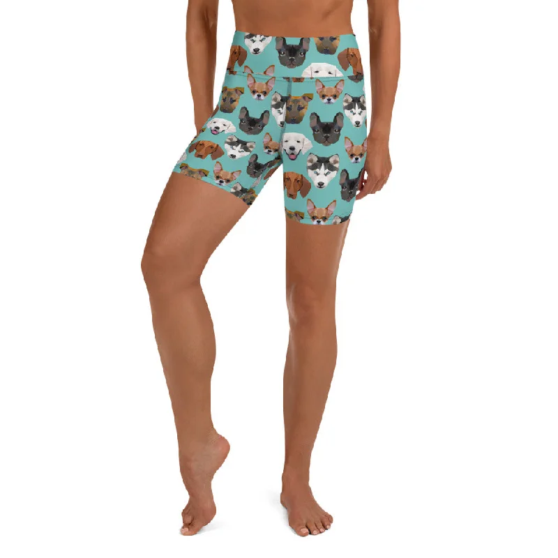 Pup Pattern Yoga Shorts Relaxed Women's 
