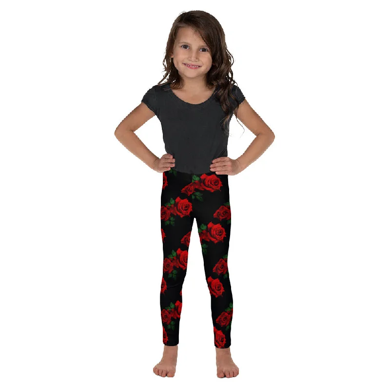 Red Roses Kid's Leggings Confident Women's Power