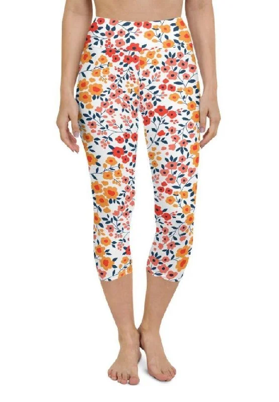 Floral Warmth Yoga Capris Refined Women's 