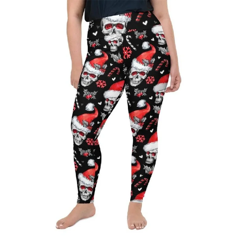 Christmassy Skulls Plus Size Leggings Hip Women's Retro