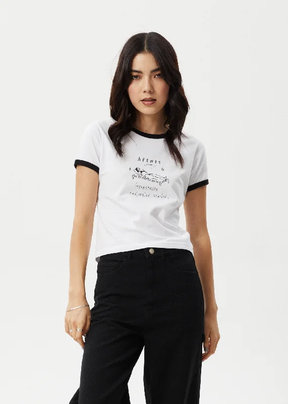 AFENDS Womens Baked - Ringer Baby Tee - White Sleek Women's Metallic