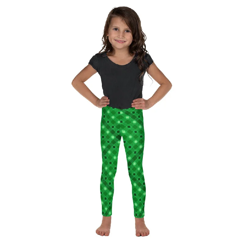 St. Patrick's Day Plaid Kid's Leggings Vintage Women's 1970S 