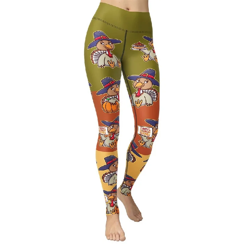 Colorful Turkey Print Yoga Leggings Business
