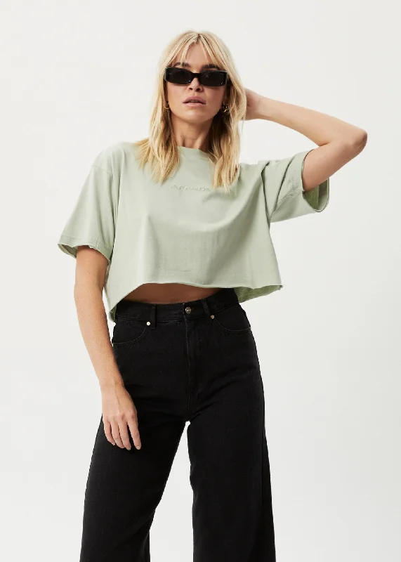 AFENDS Womens Restless Slay Cropped - T-Shirt - Eucalyptus Sophisticated Women's Tailored
