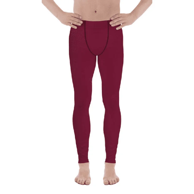 Wine Burgundy Men's Leggings Classic Women's Tweed