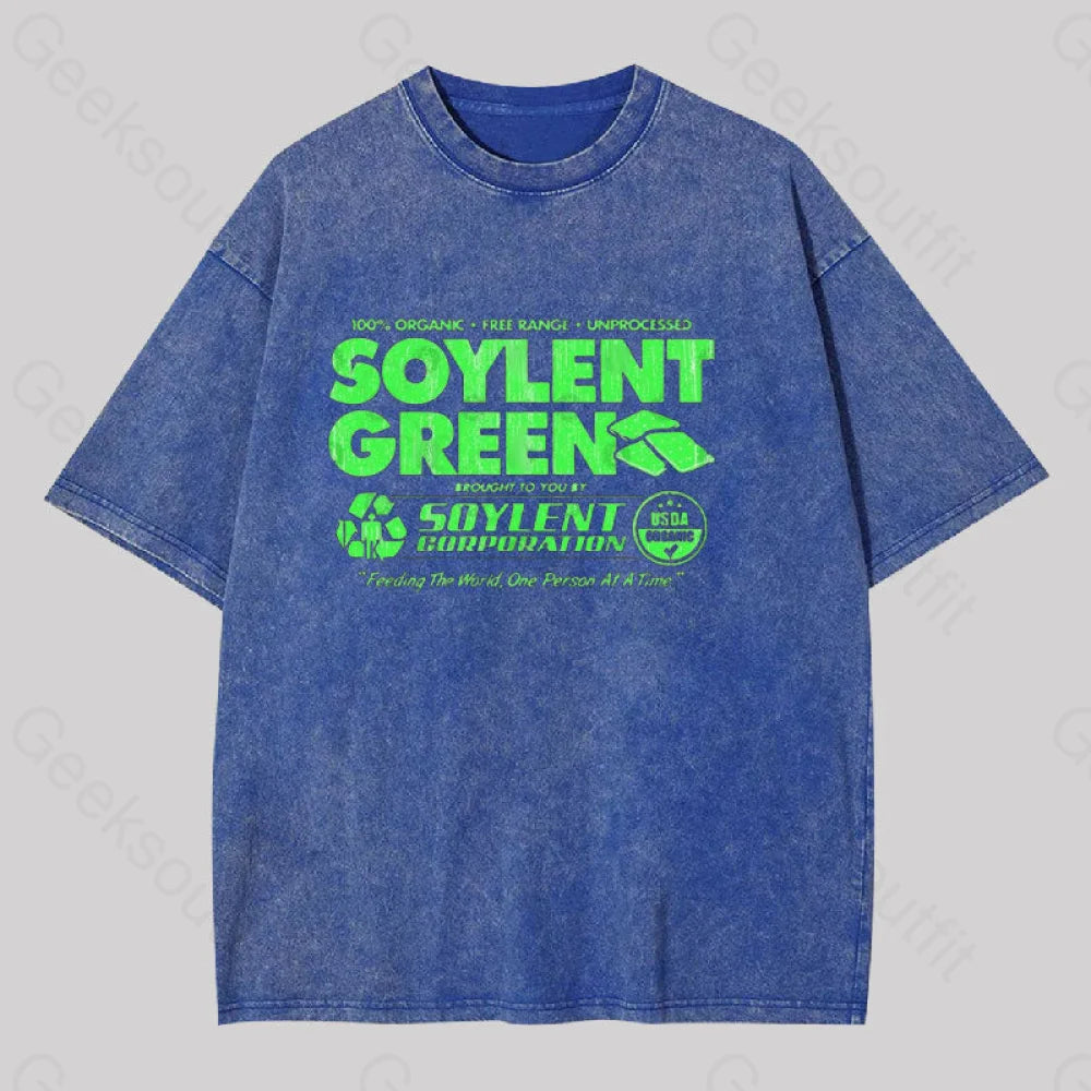 100% Organic Soylent Green Geek Washed T-shirt Edgy Women's Punk