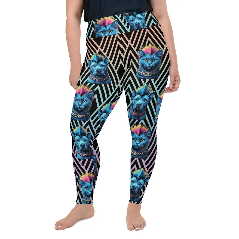 Mohawk Cats & Dogs Plus Size Leggings Modern Women's 