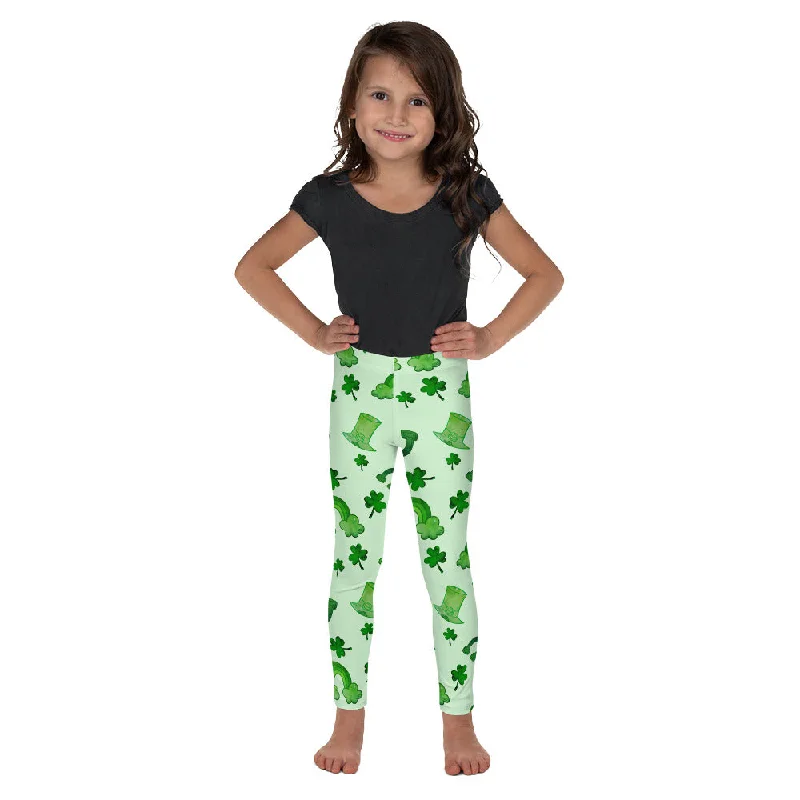 Watercolor St. Patrick's Day Kid's Leggings Laid - back Women's Style