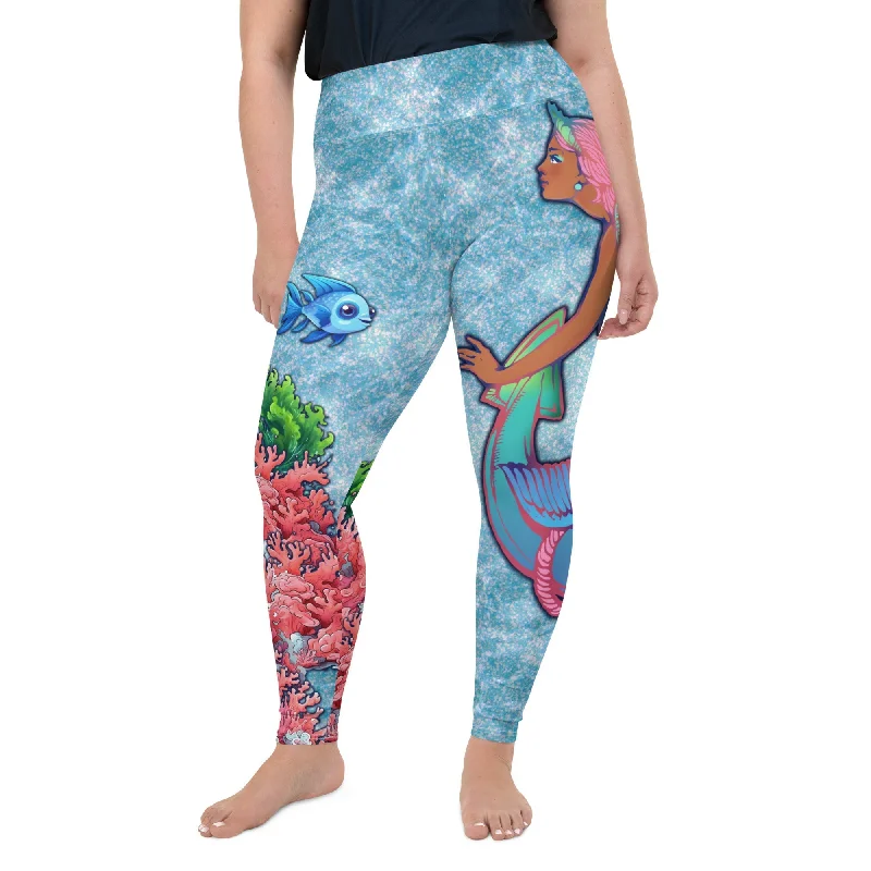 Darker Skin Mermaid Plus Size Leggings Sophisticated Women's 
