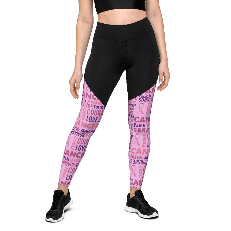 Breast Cancer Awareness Compression Leggings Casual Women's Loose - fitting