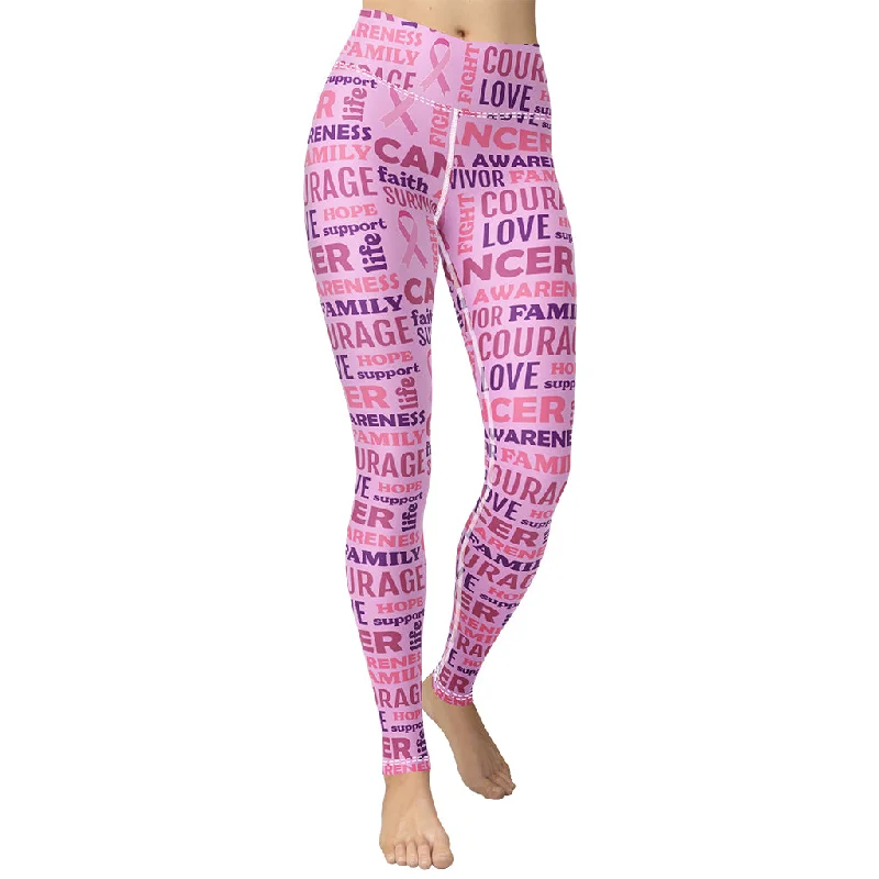 Breast Cancer Awareness Yoga Leggings Cool Women's Distressed