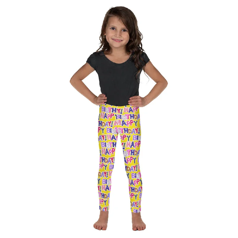 Colorful Birthday Kid's Leggings Practical Women's Quick - dry
