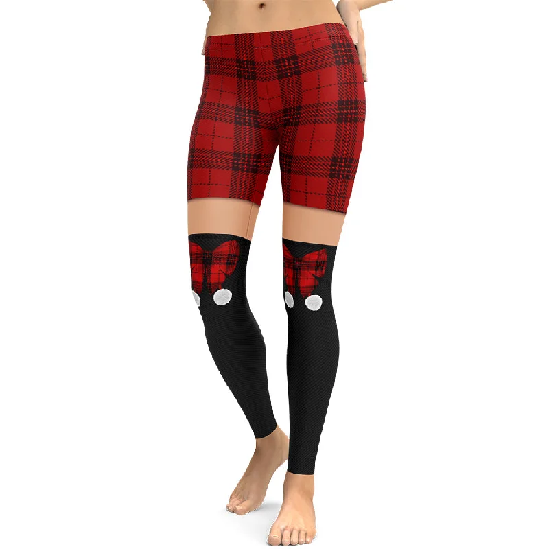 Tartan Shorts Leggings Dynamic Women's High - energy