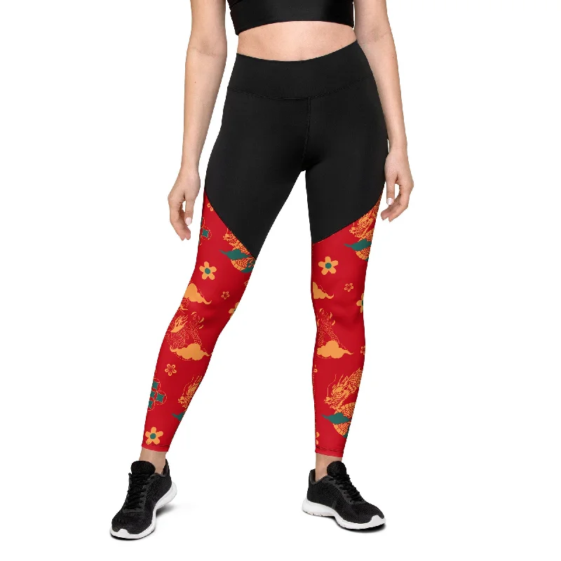 Chinese Dragon Compression Leggings Refined Women's Hand - crafted