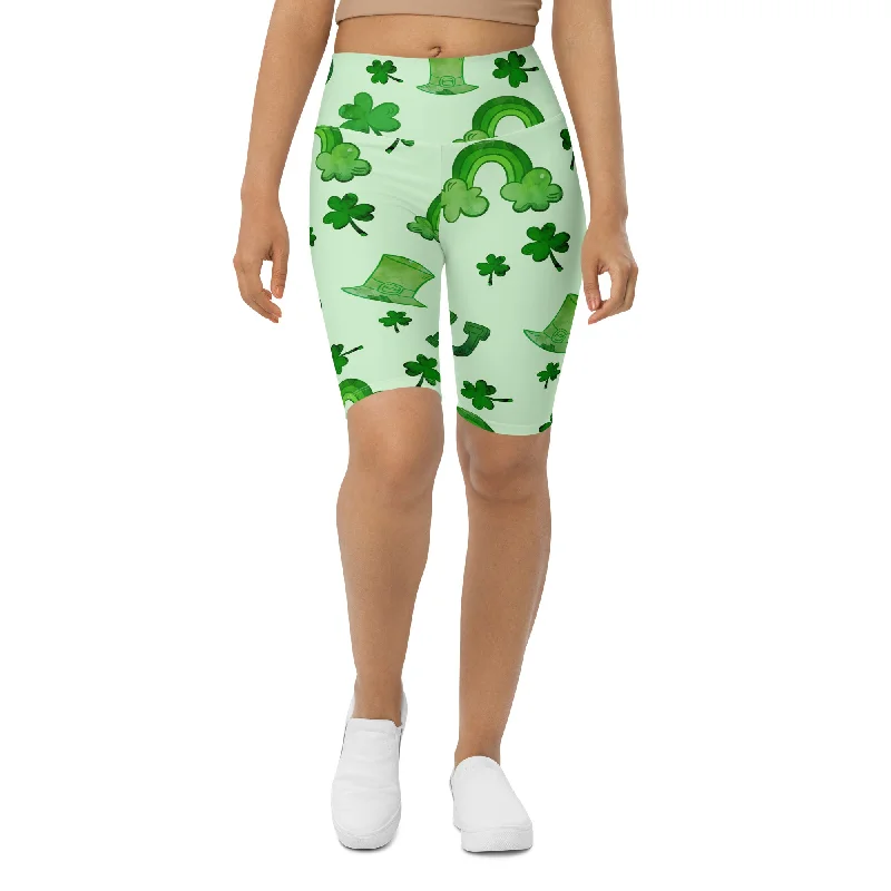 Watercolor St. Patrick's Day Biker Shorts Feminine Women's Style 