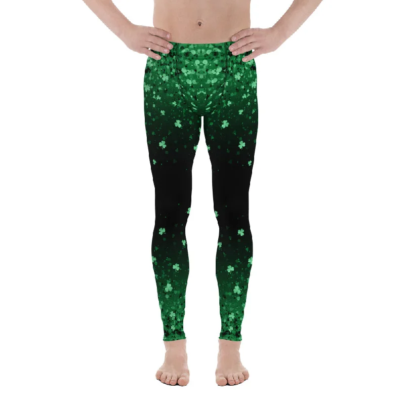 St. Patrick's Day Glitter Print Men's Leggings Sleek Women's 