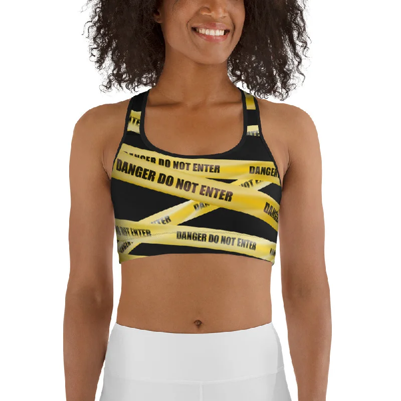 Yellow Tape Sports Bra Cool Women's Distressed