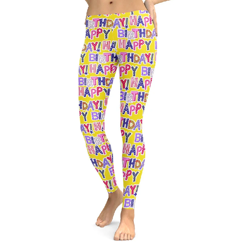 Colorful Birthday Leggings Athletic Women's 