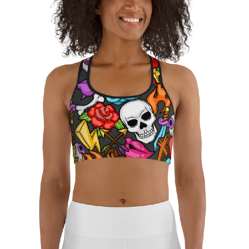 Skulls Sports Bra Traditional Women's 