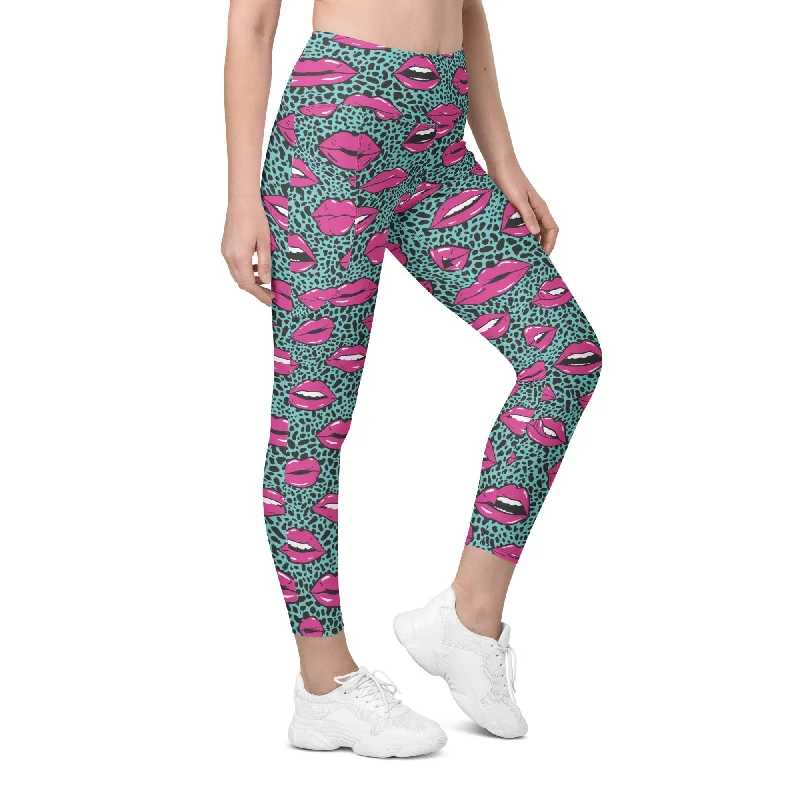 Pop Art Lips Leggings With Pockets Confident Women's High - fashion